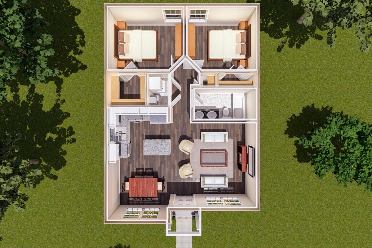 Plan 52313WM: Cozy Cottage Under 800 Square Feet - Image #7 - Cottage, Country, Traditional