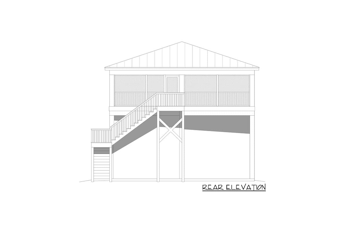Plan 680081VR: RV Carport with Massive Screened and Open Deck Above - Image #4 - Coastal