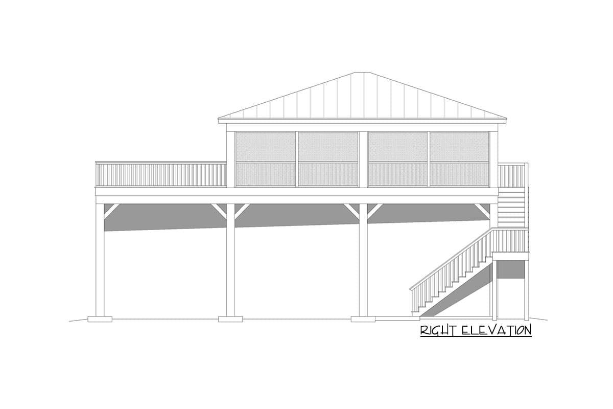 Plan 680081VR: RV Carport with Massive Screened and Open Deck Above - Image #5 - Coastal