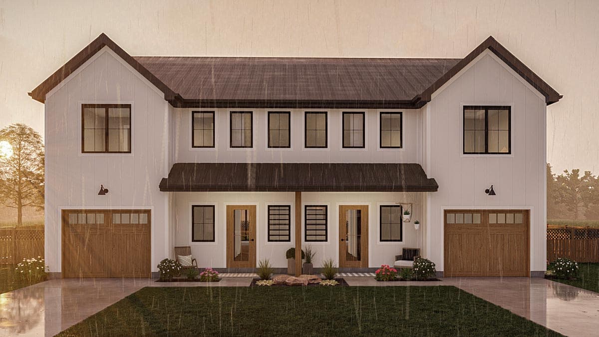 Plan 623190DJ: Modern Farmhouse Style Duplex House Plan with 1700 Square Foot 3-Bed Units - Image #19 - Country, Modern Farmhouse, New American, Traditional