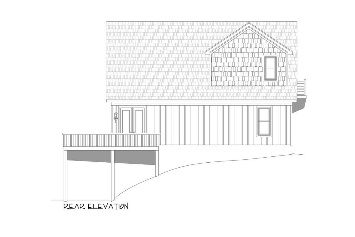 Plan 680083VR: Two-Story 1600 Square Foot Lake House Plan with Lower Level Expansion - Image #4 - Cottage, Country, Craftsman, Mountain, New American, Rustic