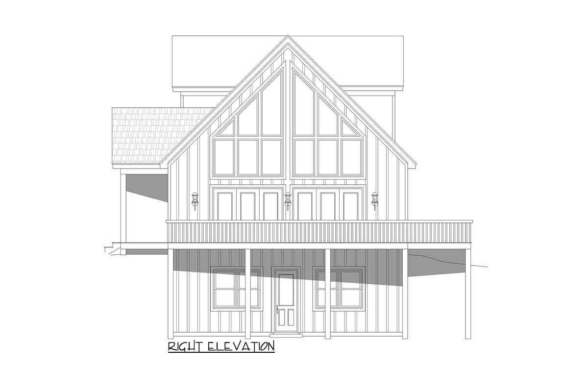 Plan 680083VR: Two-Story 1600 Square Foot Lake House Plan with Lower Level Expansion - Image #5 - Cottage, Country, Craftsman, Mountain, New American, Rustic
