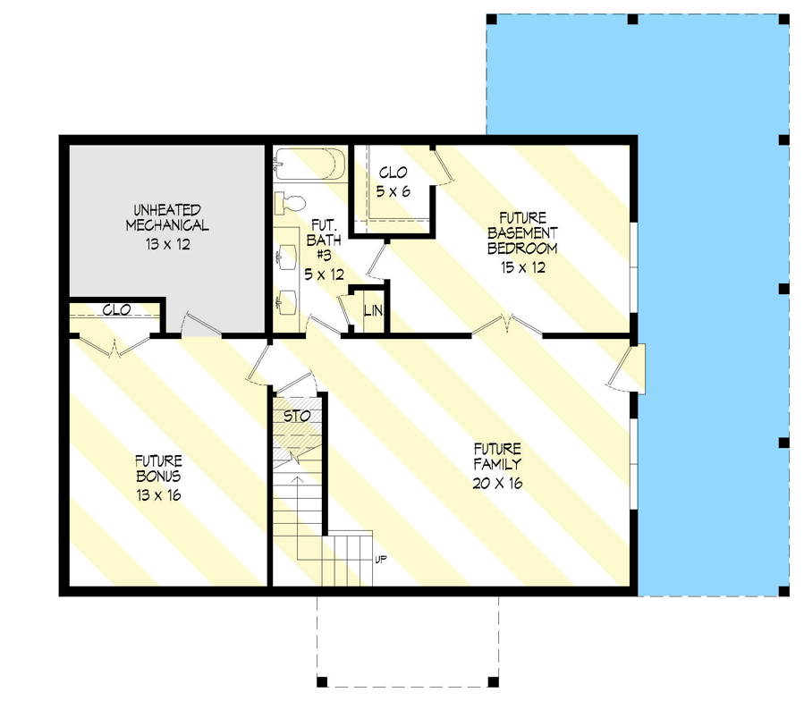 Plan 680083VR: Two-Story 1600 Square Foot Lake House Plan with Lower Level Expansion - Floor Plan - Optionally Finished Walkout Foundation - Cottage, Country, Craftsman, Mountain, New American, Rustic