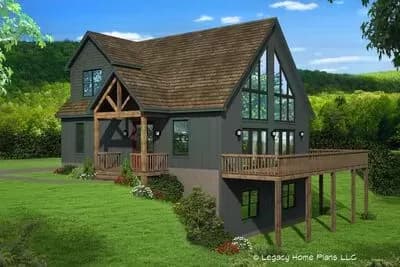 Two-Story 1600 Square Foot Lake House Plan with Lower Level Expansion