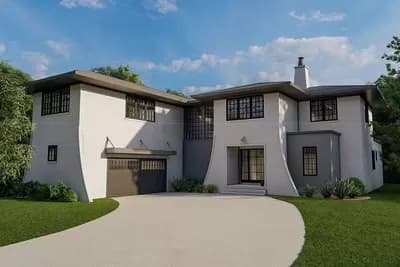 4300 Square Foot 4-Bed Contemporary Mediterranean-Style House Plan with Outdoor Fireplace