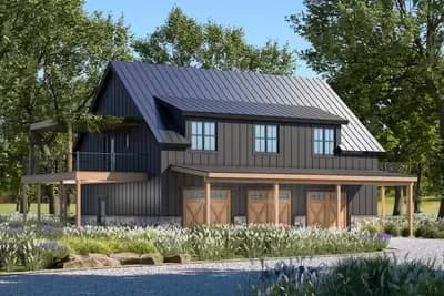 Mountain Carriage House Plan with Ample Outdoor Living / Storage - 1565 Sq Ft
