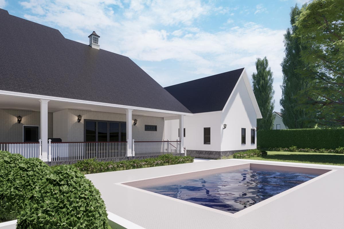 Plan 46482LA: Exclusive Modern Farmhouse Plan with Large Vaulted Porch and Porte-Cochere - Image #7 - Country, Modern Farmhouse, New American, Traditional