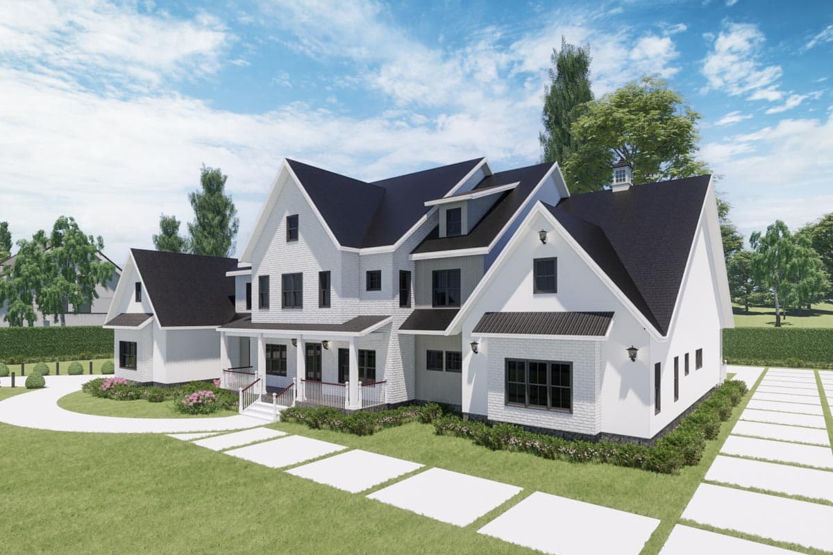 Plan 46482LA: Exclusive Modern Farmhouse Plan with Large Vaulted Porch and Porte-Cochere - Image #9 - Country, Modern Farmhouse, New American, Traditional