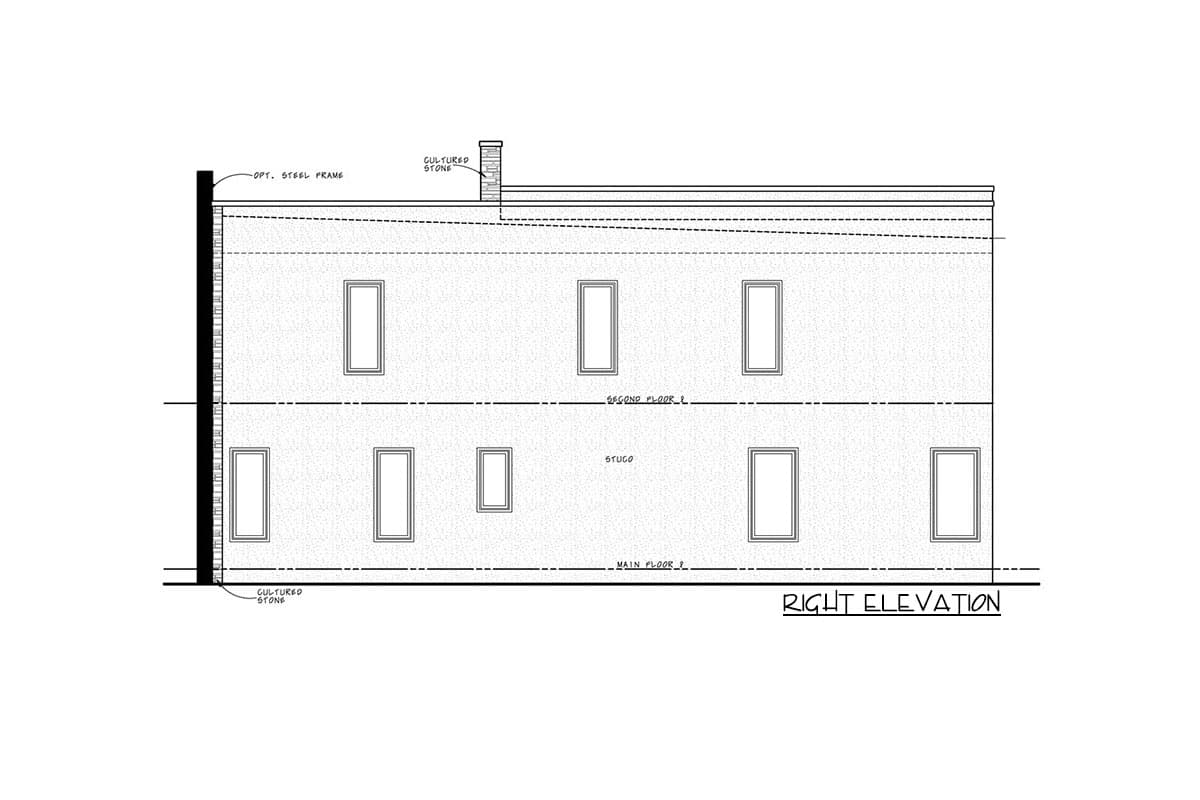 Plan 42433DB: 2-Story Modern Duplex Home Plan with 1-Car Garage and a Carport with Balcony Above - Image #4 - Contemporary, Mid Century Modern, Modern, Northwest