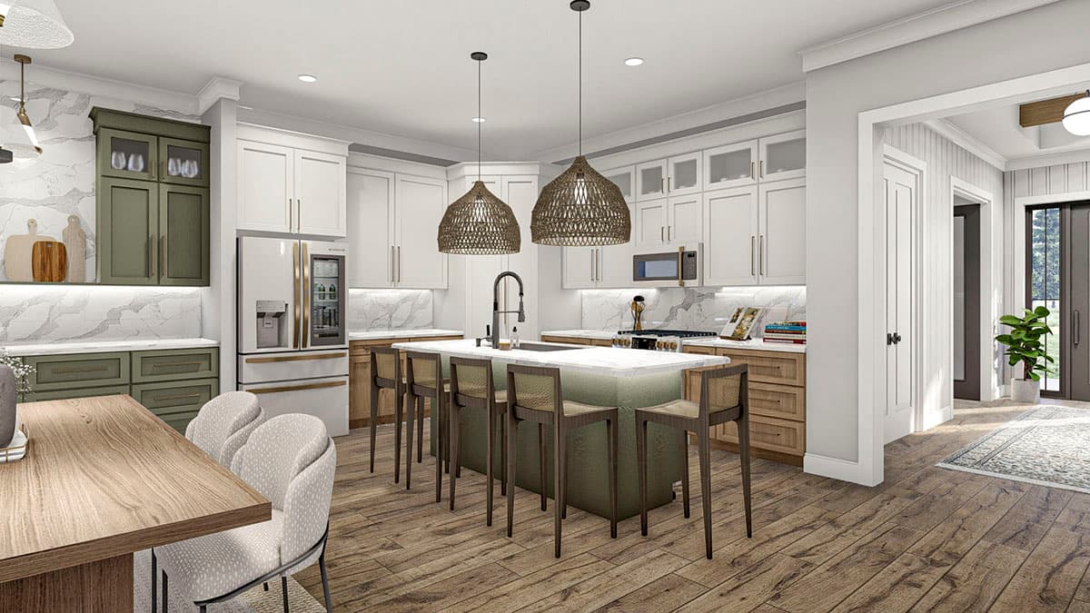 Plan 623193DJ: 2-Bed 2000 Square Foot Modern House Plan with Drive-Through Garage - Image #9 - Contemporary, Mid Century Modern, Modern