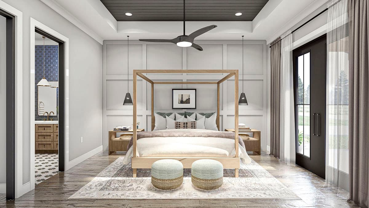 Plan 623193DJ: 2-Bed 2000 Square Foot Modern House Plan with Drive-Through Garage - Image #16 - Contemporary, Mid Century Modern, Modern