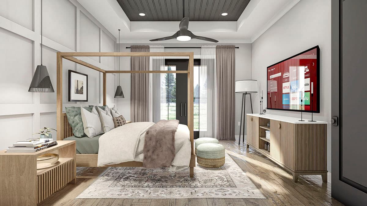 Plan 623193DJ: 2-Bed 2000 Square Foot Modern House Plan with Drive-Through Garage - Image #17 - Contemporary, Mid Century Modern, Modern