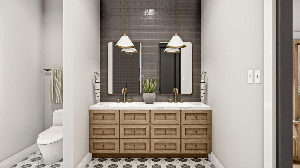 Plan 623193DJ: 2-Bed 2000 Square Foot Modern House Plan with Drive-Through Garage - Image #18 - Contemporary, Mid Century Modern, Modern