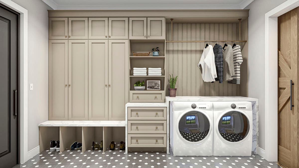 Plan 623193DJ: 2-Bed 2000 Square Foot Modern House Plan with Drive-Through Garage - Image #19 - Contemporary, Mid Century Modern, Modern