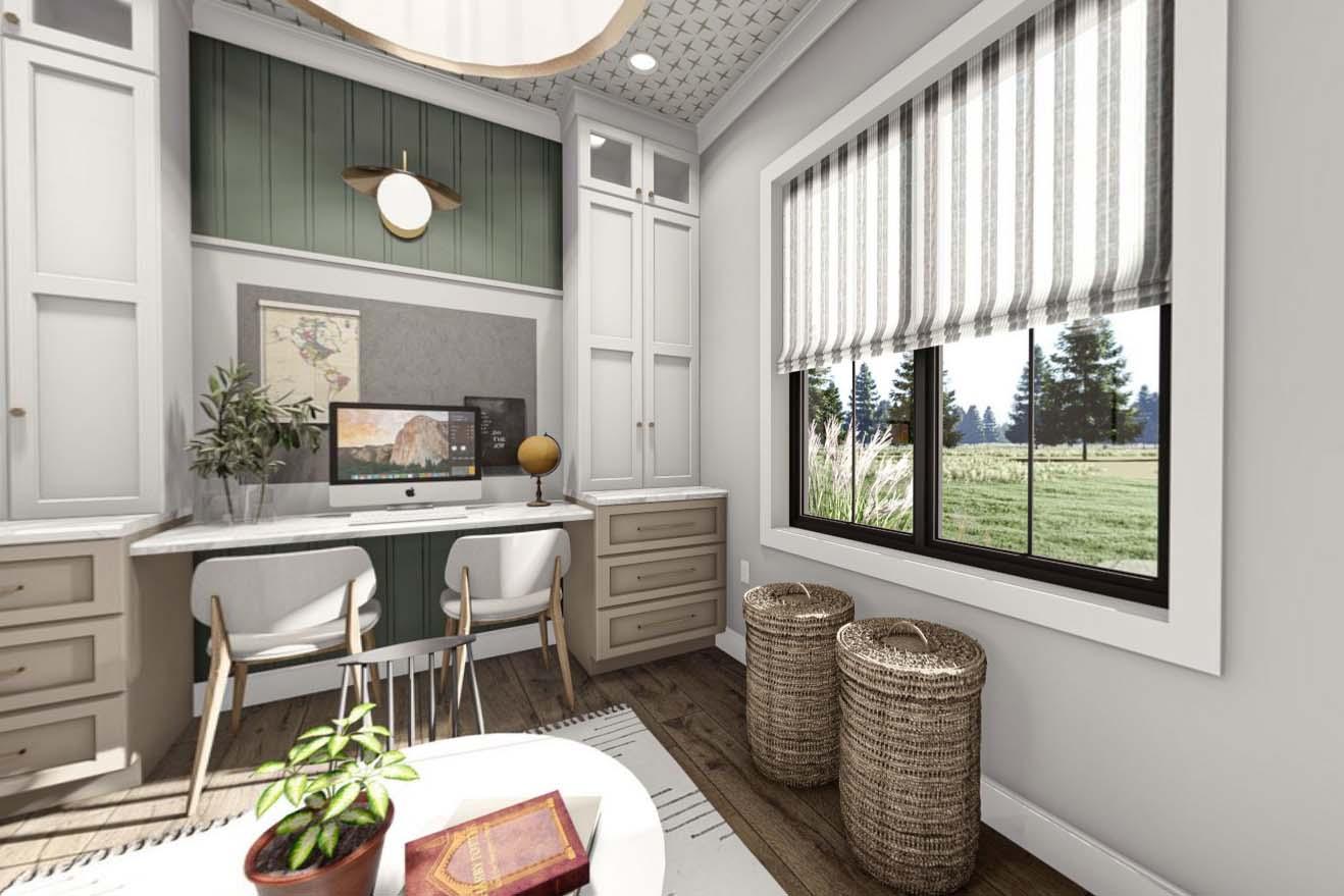 Plan 623193DJ: 2-Bed 2000 Square Foot Modern House Plan with Drive-Through Garage - Virtual Tour Cover Image - Contemporary, Mid Century Modern, Modern