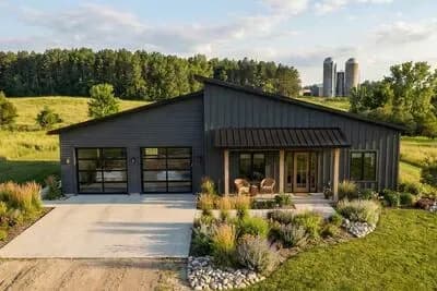 2-Bed 2000 Square Foot Modern House Plan with Drive-Through Garage