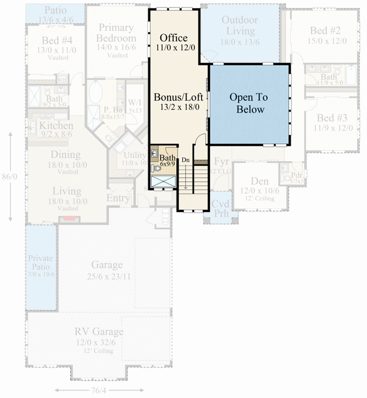 Plan 85401MS: Modern Multi-Generational House Plan with Bonus Loft and Office - Floor Plan - 2nd Floor - Country, Mid Century Modern, Modern, Northwest, Prairie