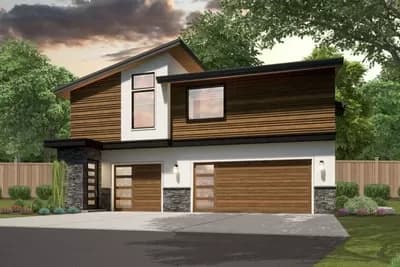 Modern ADU with 3-Car Garage and Second Floor Deck
