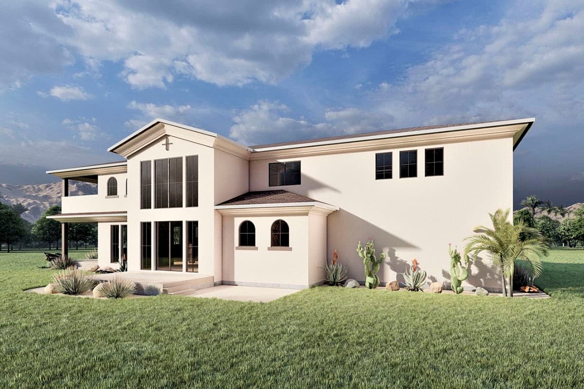 Plan 490103NAH: 3-Bed Mediterranean-Style House Plan Under 4000 Square Feet with Private Bedroom Balcony - Image #4 - Coastal, European, Mediterranean, Southern, Transitional