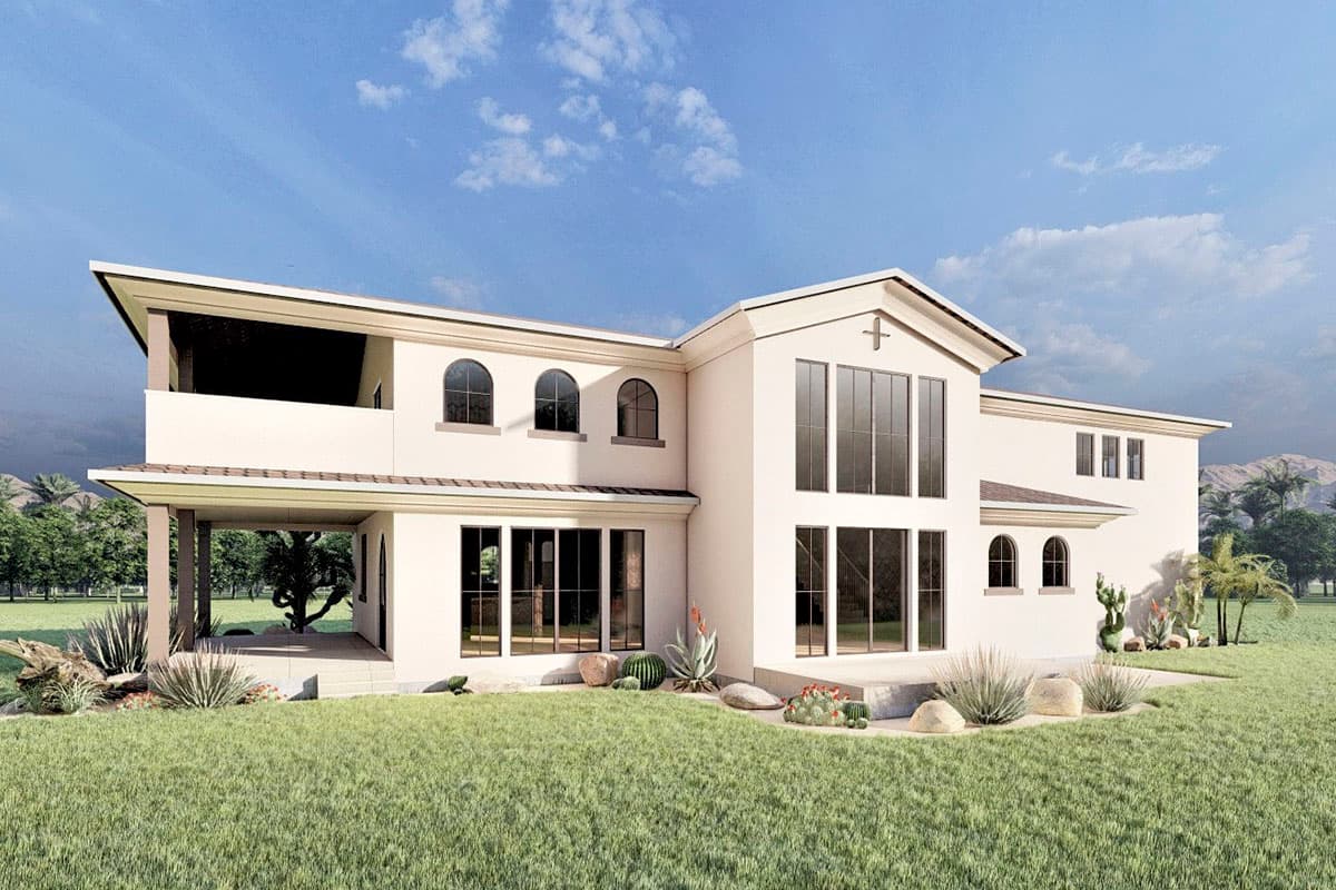 Plan 490103NAH: 3-Bed Mediterranean-Style House Plan Under 4000 Square Feet with Private Bedroom Balcony - Image #5 - Coastal, European, Mediterranean, Southern, Transitional