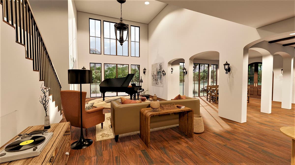 Plan 490103NAH: 3-Bed Mediterranean-Style House Plan Under 4000 Square Feet with Private Bedroom Balcony - Image #7 - Coastal, European, Mediterranean, Southern, Transitional