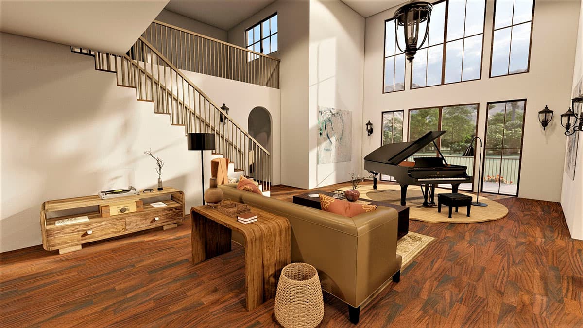 Plan 490103NAH: 3-Bed Mediterranean-Style House Plan Under 4000 Square Feet with Private Bedroom Balcony - Image #8 - Coastal, European, Mediterranean, Southern, Transitional