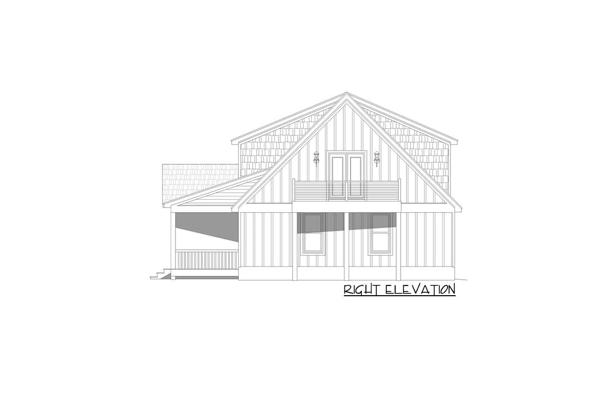 Plan 680086VR: Lake View Home Plan with Full Front Porch and Side Open Deck - Image #5 - Country, Mountain, Northwest, Rustic
