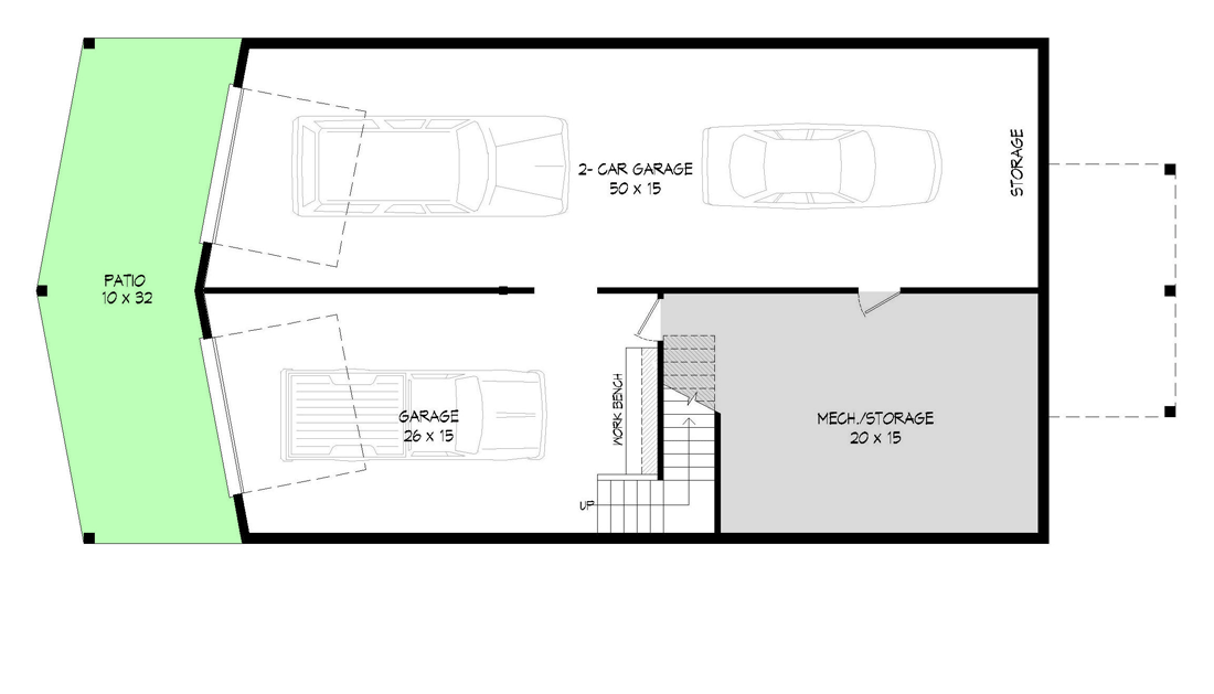 Plan 680086VR: Lake View Home Plan with Full Front Porch and Side Open Deck - Floor Plan - Lower Level - Country, Mountain, Northwest, Rustic