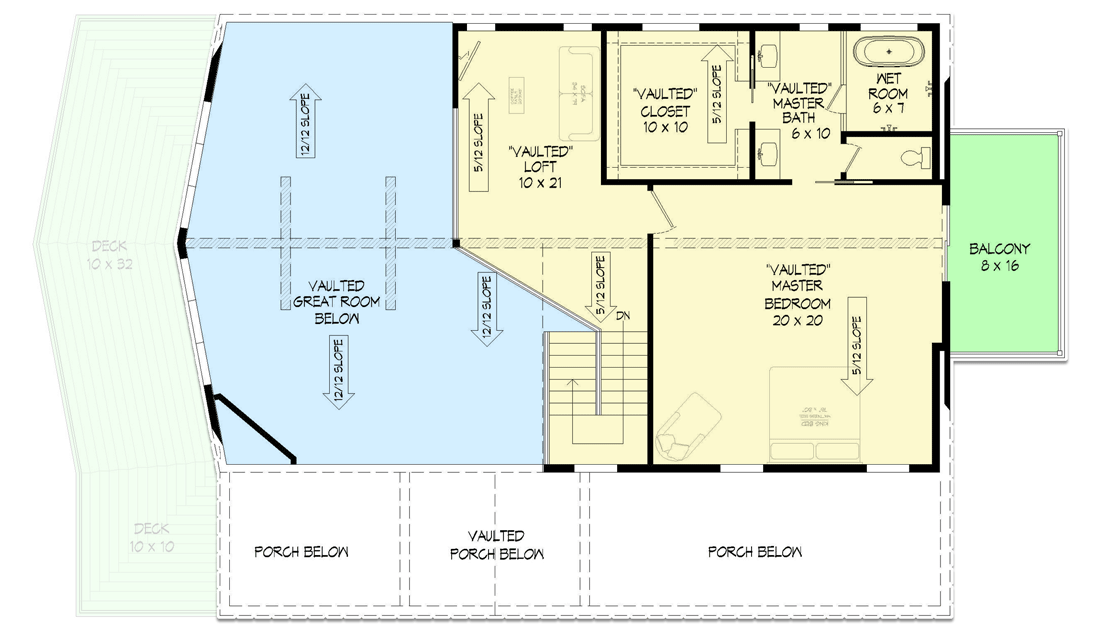 Plan 680086VR: Lake View Home Plan with Full Front Porch and Side Open Deck - Floor Plan - 2nd Floor - Country, Mountain, Northwest, Rustic