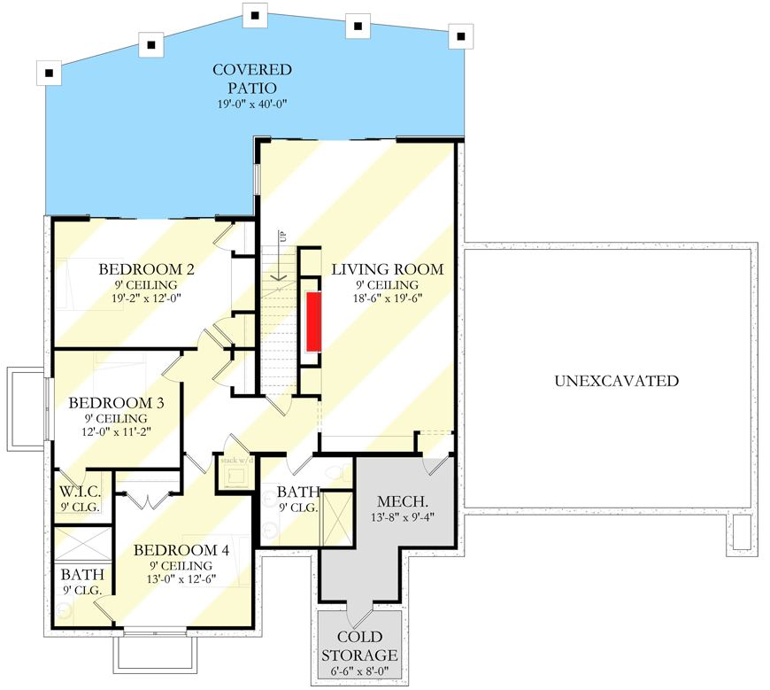 Plan 490104NAH: Modern Mountain Home Plan with Vaulted Interior and Large Rear Covered Deck - Floor Plan - Optional Walkout Level - Contemporary, Mid Century Modern, Modern, Mountain