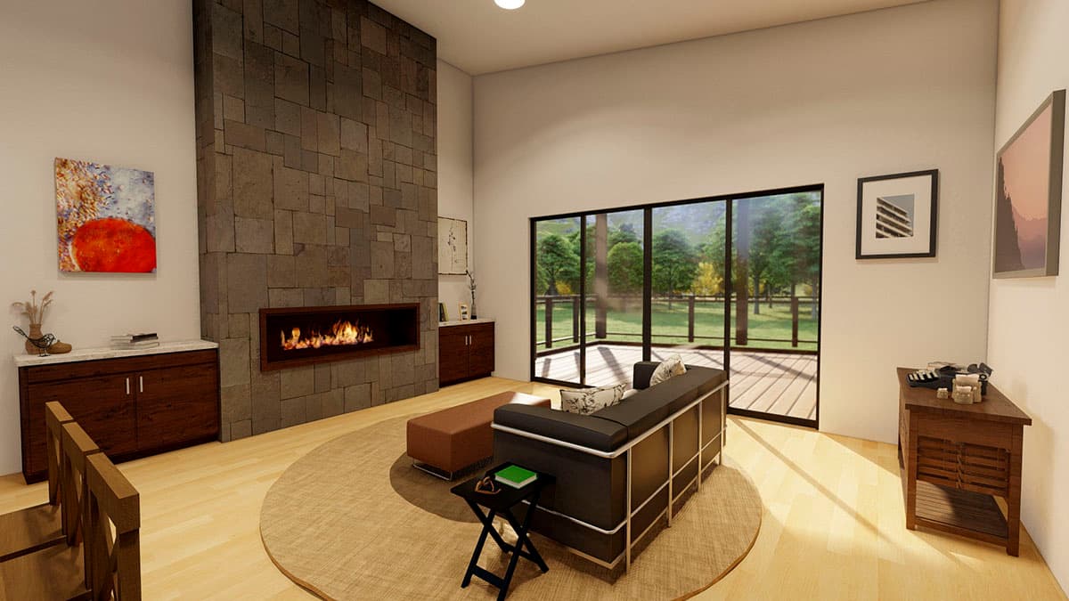 Plan 490104NAH: Modern Mountain Home Plan with Vaulted Interior and Large Rear Covered Deck - Image #7 - Contemporary, Mid Century Modern, Modern, Mountain