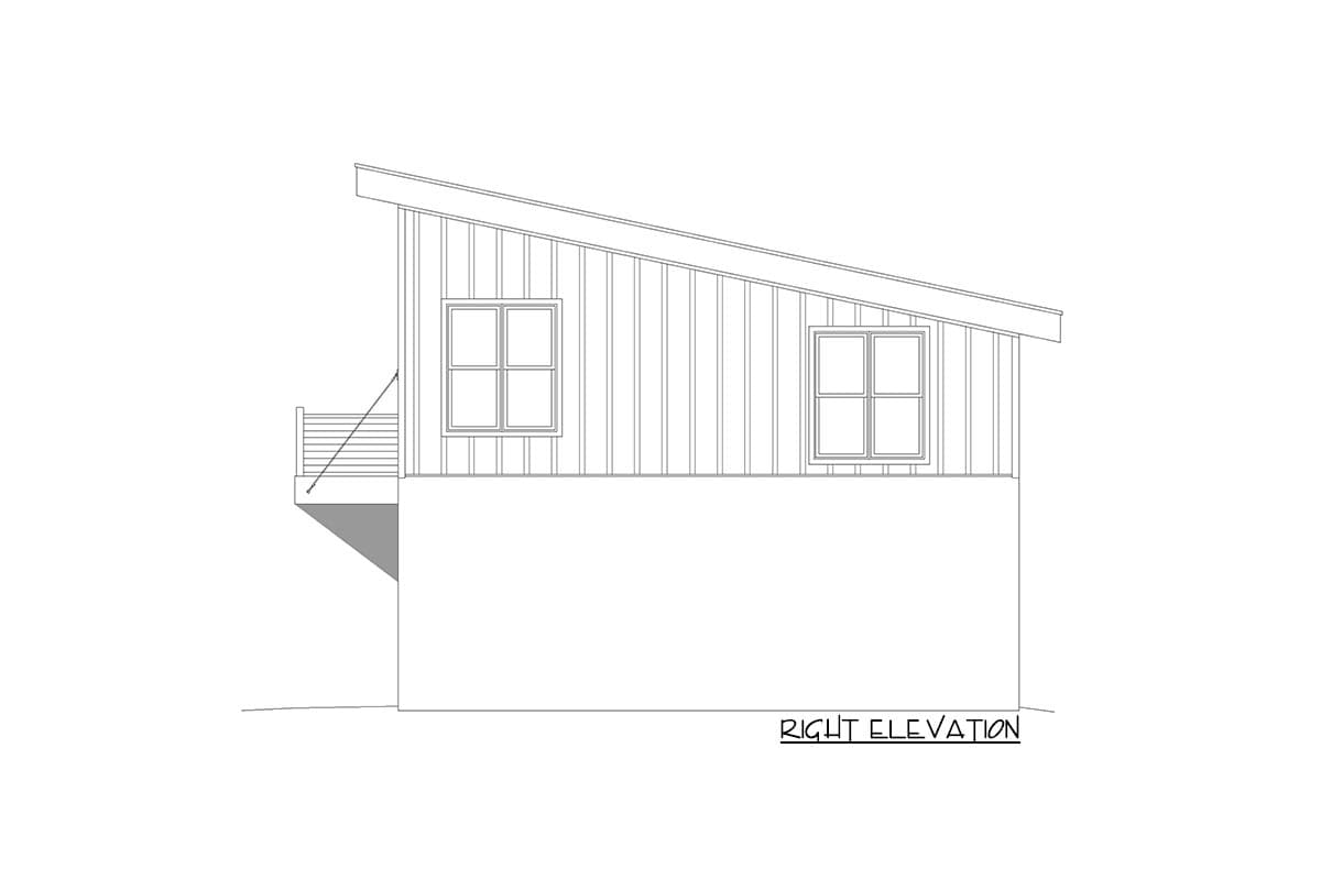 Plan 680087VR: Contemporary 2-Bed House Plan Under 1200 Square Feet with Drive-Under Parking - Image #4 - Contemporary, Mountain