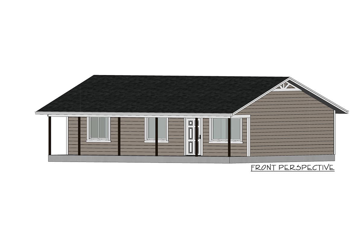 Plan 420083WNT: 2-Bed Ranch Plan Just Under 1,000 Square Feet of Living Space - Image #5 - Country, Ranch, Traditional