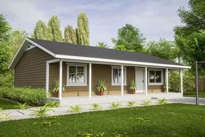 2-Bed Ranch Plan Just Under 1,000 Square Feet of Living Space