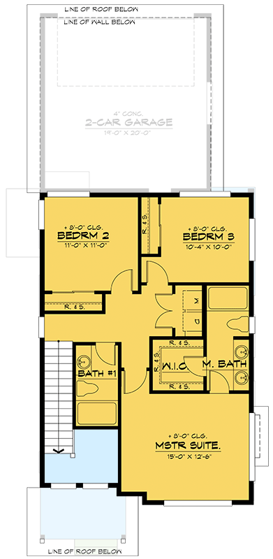 Plan 666132RAF: 1621 Square Foot Modern House Plan with Alley-Access Garage and All Bedrooms Upstairs - Floor Plan - 2nd Floor - Contemporary, Modern, Northwest