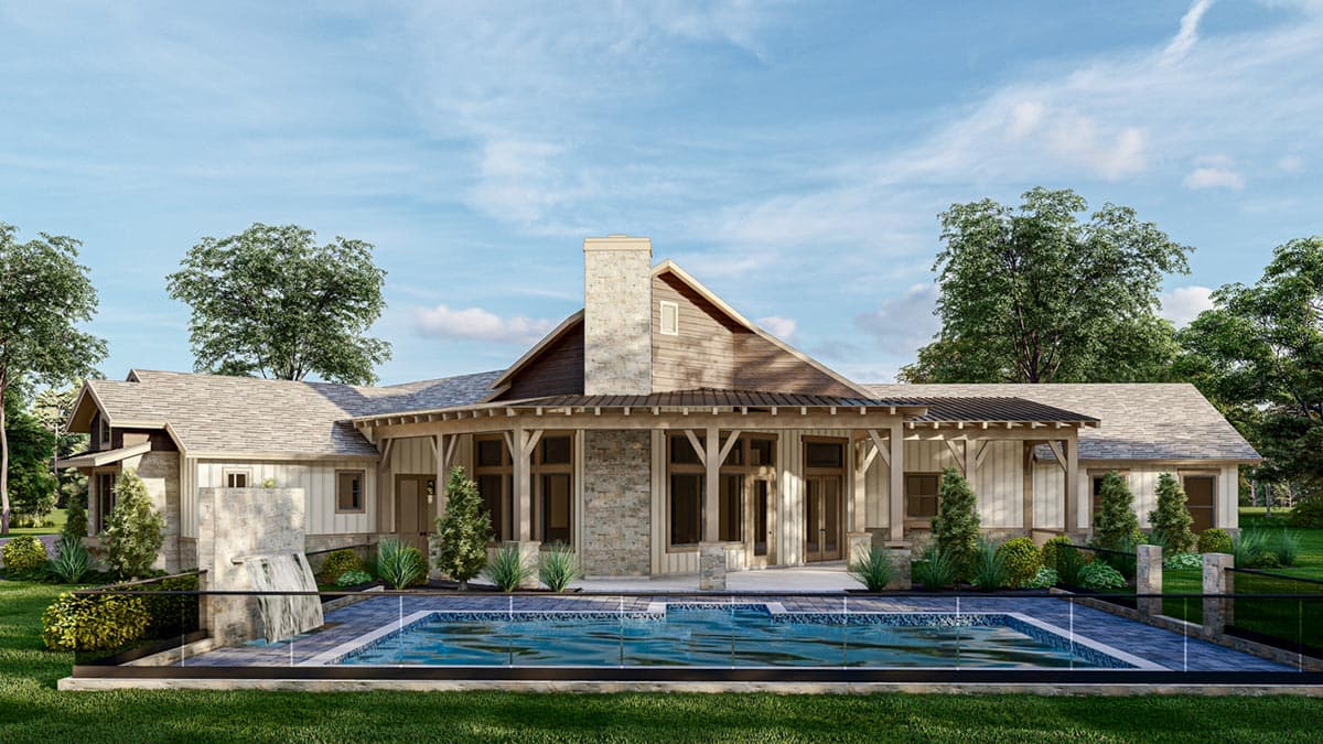 Plan 54014LK: Craftsman House Plan Under 3300 Square Feet with 2 Master Suites and Angled 3-Car Garage - Image #4 - Country, Craftsman, Mountain, New American, Ranch, Rustic