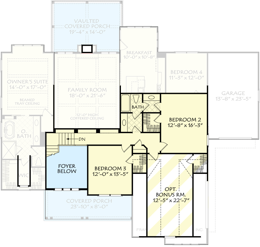 Plan 710422BTZ: 4-Bed New American House Plan Under 2700 Square Feet with Bonus Expansion - Floor Plan - 2nd Floor - Country, Craftsman, New American, Traditional