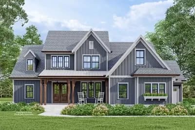 4-Bed New American House Plan Under 2700 Square Feet with Bonus Expansion