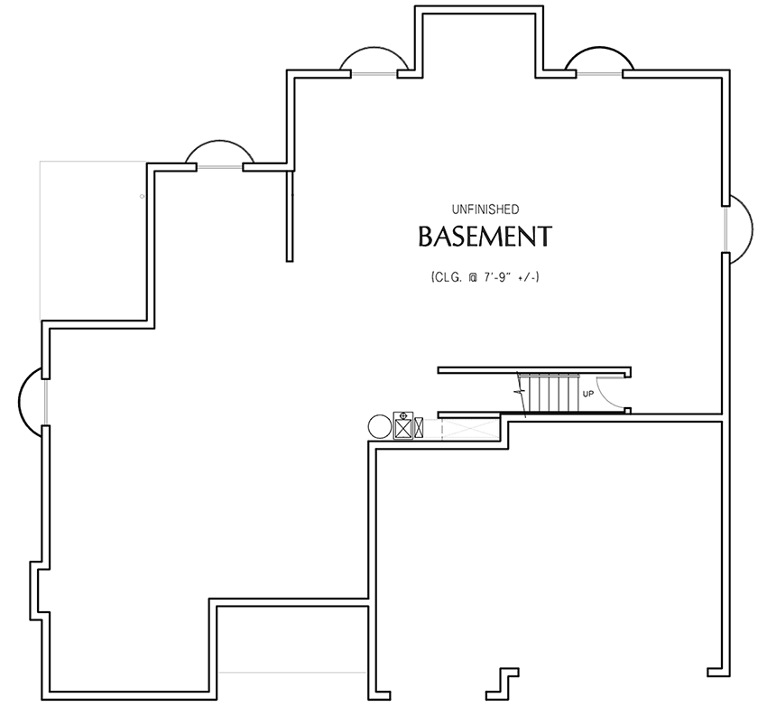 Plan 69738AM: 2100 Square Foot New American House Plan with Staggered 3-Car Garage - Floor Plan - Unfinished Basement Level - Craftsman, Modern Farmhouse, New American, Ranch