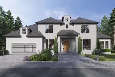 2-Story European Home Plan with Sun Room