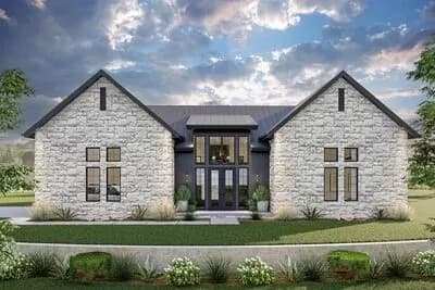 Modern House Plan Under 1800 Square Feet with Stone Accents