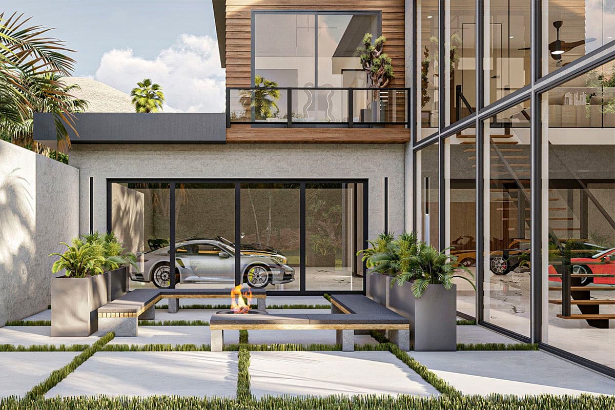 Plan 623196DJ: Modern Garage Apartment with Car Showroom - Image #8 - Carriage, Mid Century Modern, Modern