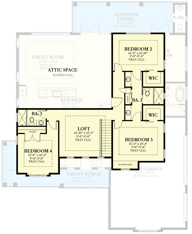 Plan 82288KA: Transitional 2-Story House Plan with Home Office and 3-Car Garage - Floor Plan - 2nd Floor - Country, Farmhouse, Modern Farmhouse, Traditional
