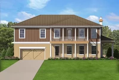 Transitional Southern House Plan with Stacked Front Porches