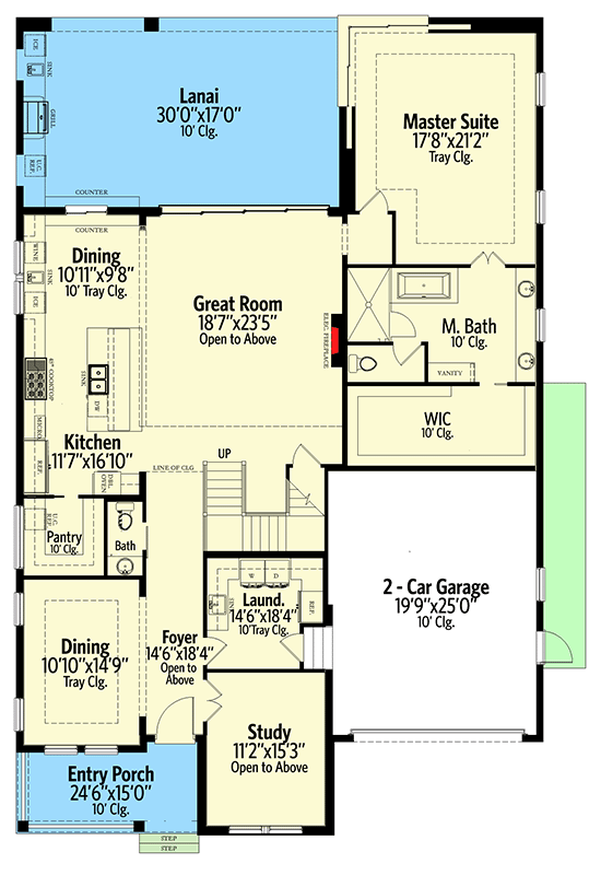 Plan 82298KA: Transitional Craftsman Plan with Game Room and Loft - Floor Plan - Main Level - Contemporary, Craftsman, Southern, Transitional
