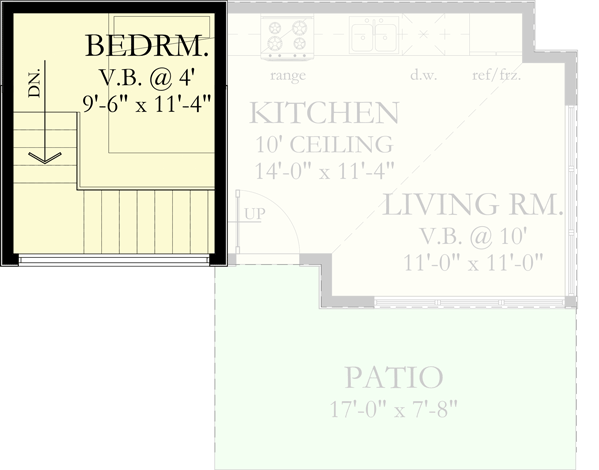 Plan 490105NAH: Modern 1-Bed ADU Under 450 Square Feet - Floor Plan - 2nd Floor - Contemporary, Mid Century Modern, Modern, Northwest