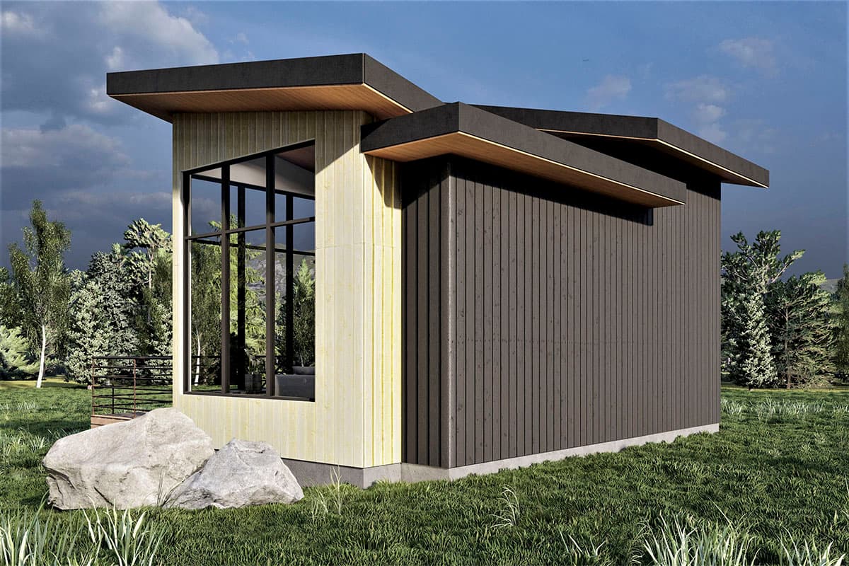 Plan 490105NAH: Modern 1-Bed ADU Under 450 Square Feet - Image #4 - Contemporary, Mid Century Modern, Modern, Northwest