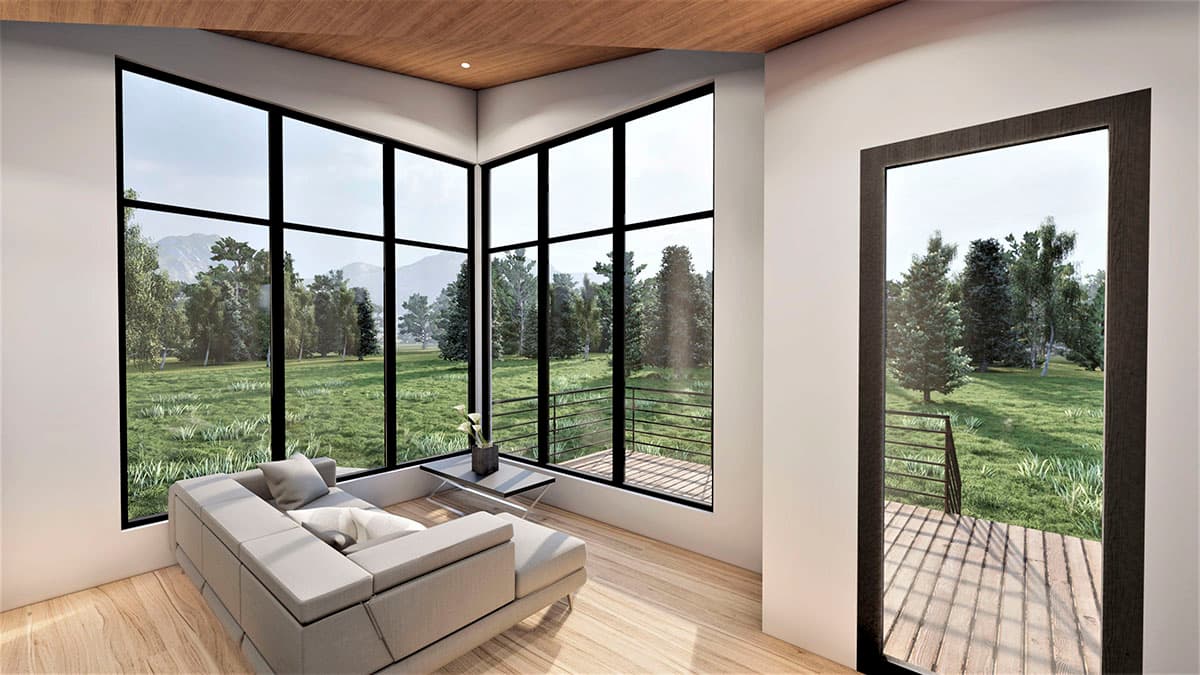 Plan 490105NAH: Modern 1-Bed ADU Under 450 Square Feet - Image #5 - Contemporary, Mid Century Modern, Modern, Northwest