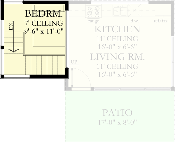 Plan 490106NAH: 436 Square Foot Modern ADU - Floor Plan - 2nd Floor - Contemporary, Mid Century Modern, Modern, Northwest