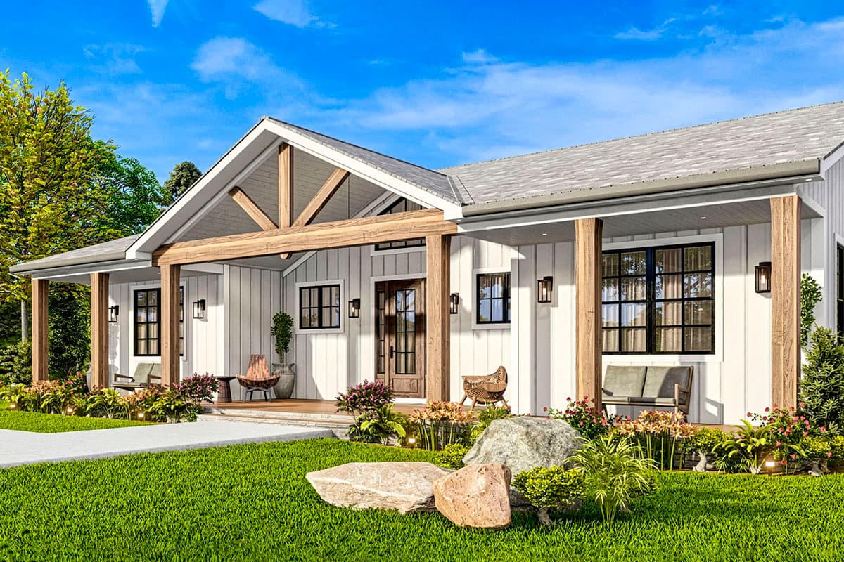 Plan 25800GE: Rustic One-Story Country Craftsman Home Plan Under 2300 Square Feet with 2-Car Garage - Image #4 - Country, Craftsman, Ranch, Rustic